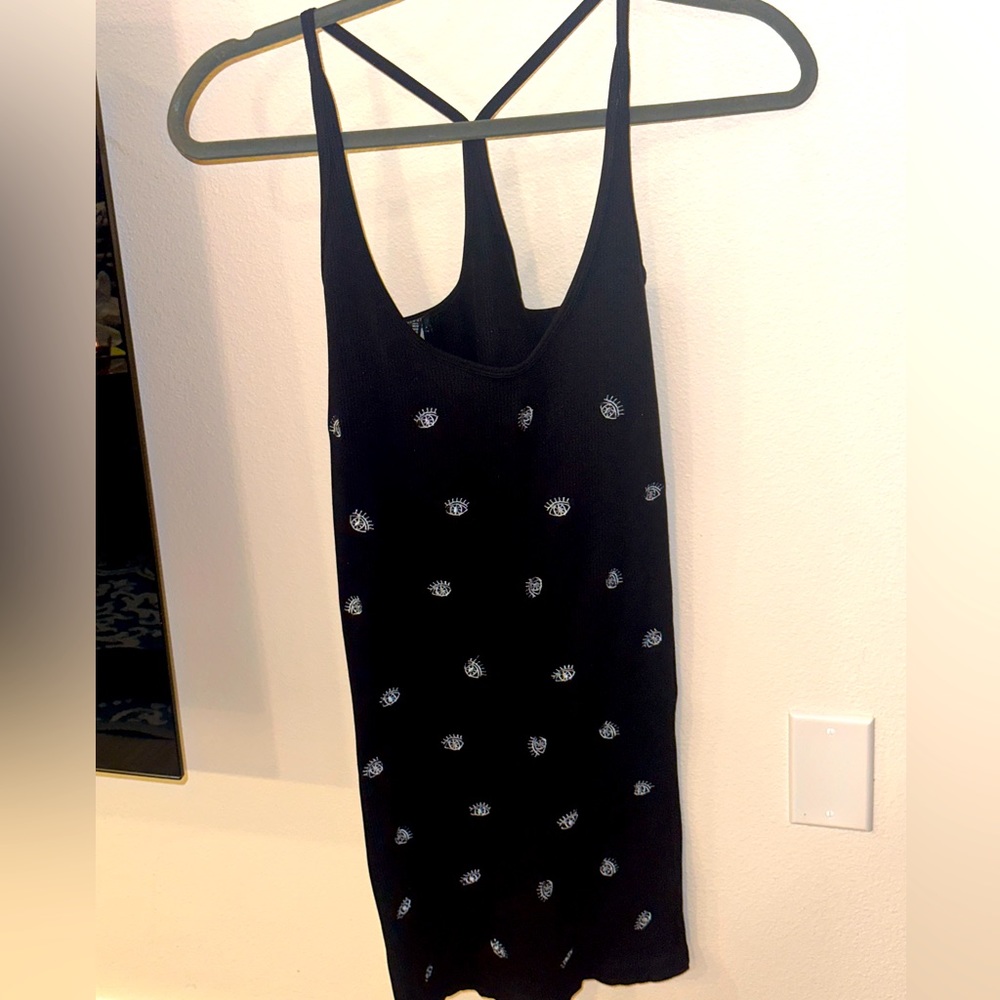LIKE NEW - FOREVER 21 “EVIL EYE” STRETCHY DRESS - WOMEN’S MEDIUM - RACERBACK